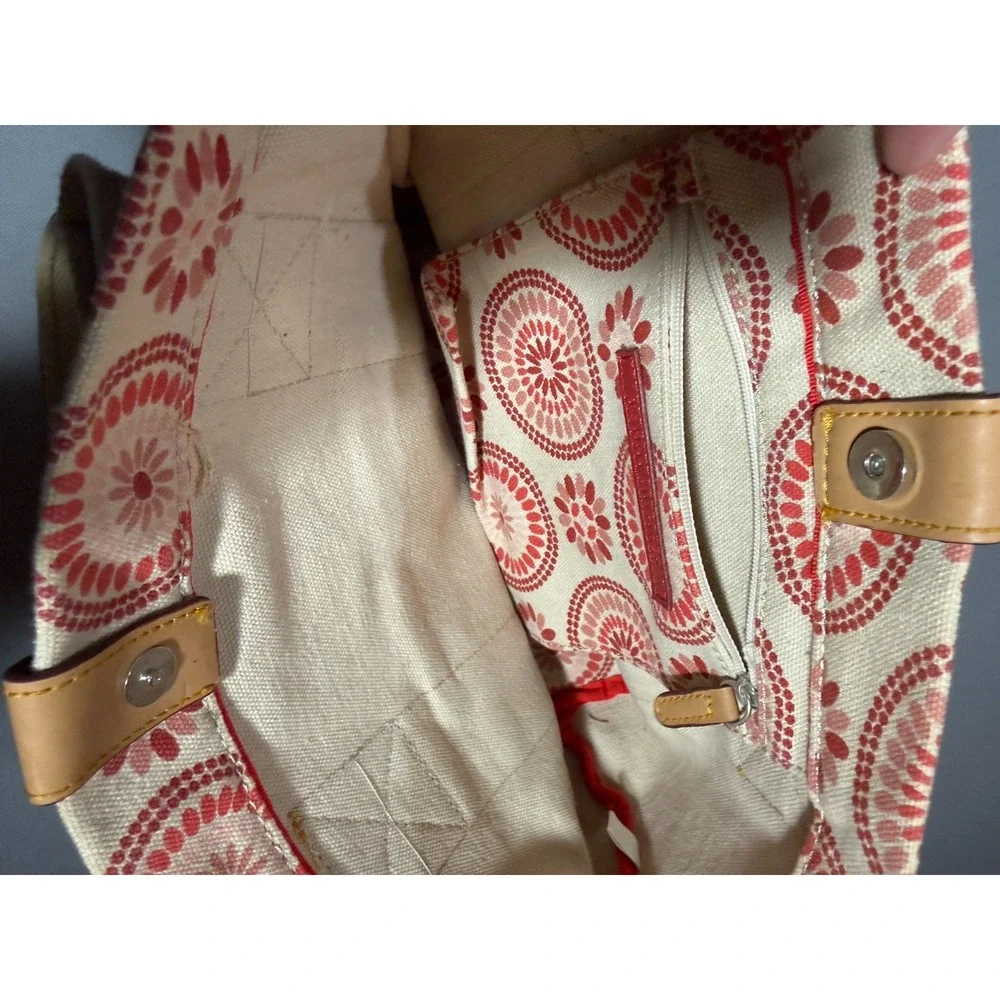 Tommy Hilfiger Medallion Floral Boho Canvas Tote Pink Red Bag Hawaiian